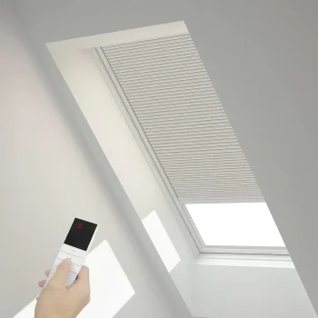 Blackout motorized blinds in charcoal gray for Abu Dhabi bedroom