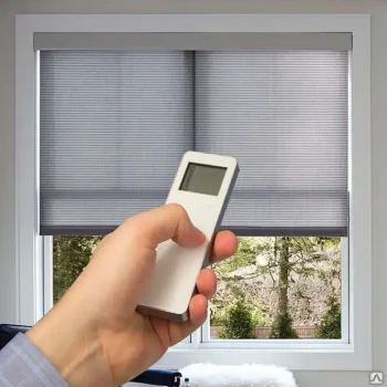 Custom electric window shades in Abu Dhabi with brown textured fabric