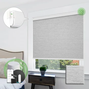 High-tech light-filtering blinds in stone grey for modern Abu Dhabi villas