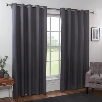 Oxford Blackout Eyelet Curtains - Charcoal