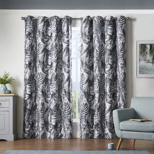 Charcoal Malay Blackout Eyelet Curtains