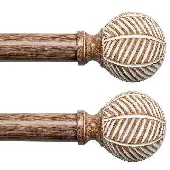 CURTAIN RODS 35 Wooden Glob Curtain Rod