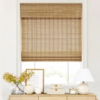 Natural Woven Bamboo Roman Blinds Installation in Abu Dhabi